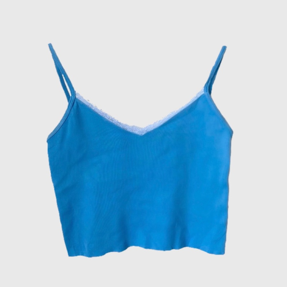 Brandy Melville Sky Blue Nicolette Lace Tank Top